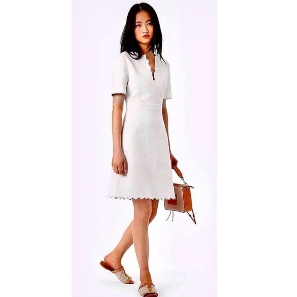 Tory Burch White Scalloped Dress